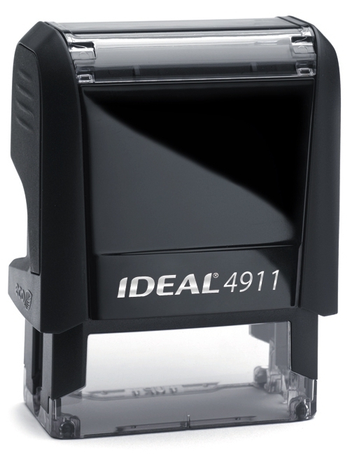 REVISED text on an IDEAL 4911 Self-inking Rubber Stamp with RED INK