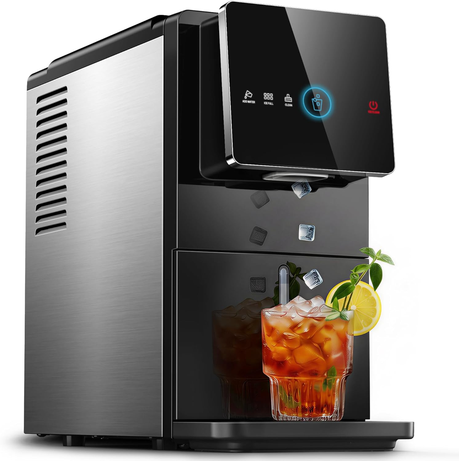 Nugget Ice Maker Countertop, Auto Drop Ice, Self Cleaning Ice Machine, 40 Lbs/24