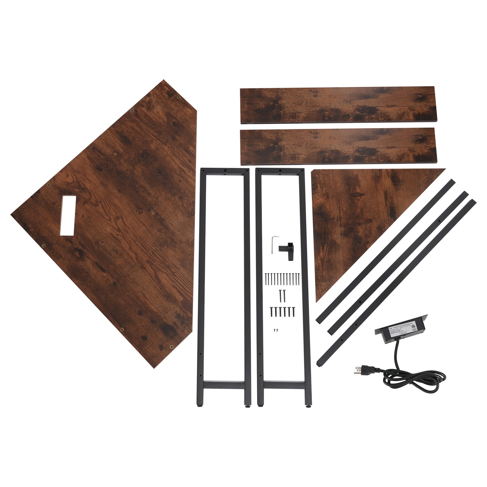 68*68*75cm Corner Desk, Small Desk with Outlets, Corner Table for Small Space