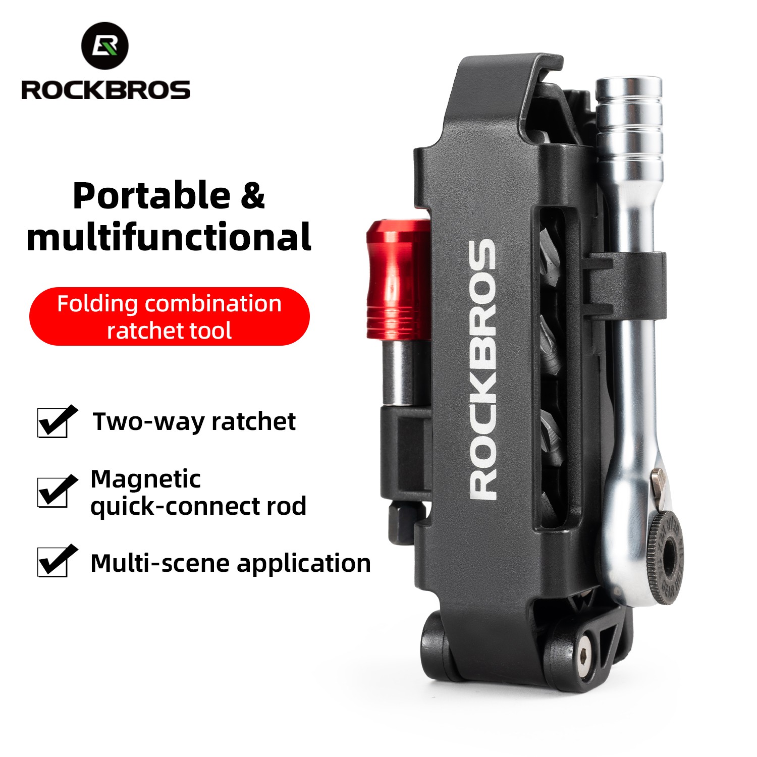 ROCKBROS Bicycle Magnetic Ratchet Wrench Repair Tool Folding Combination Set