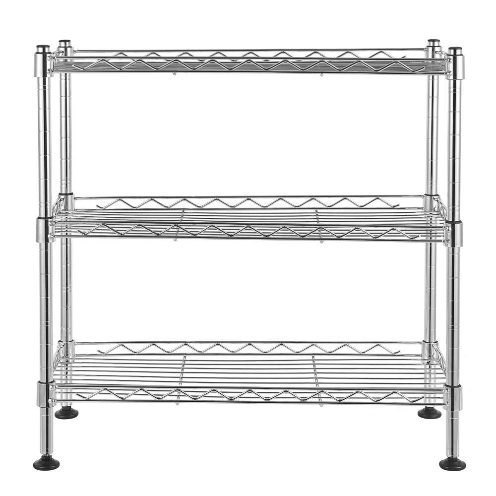 18"x8"x18" 3 Layer Wire Shelving Rack Adjustable Shelf Storage Unit for Kitchen