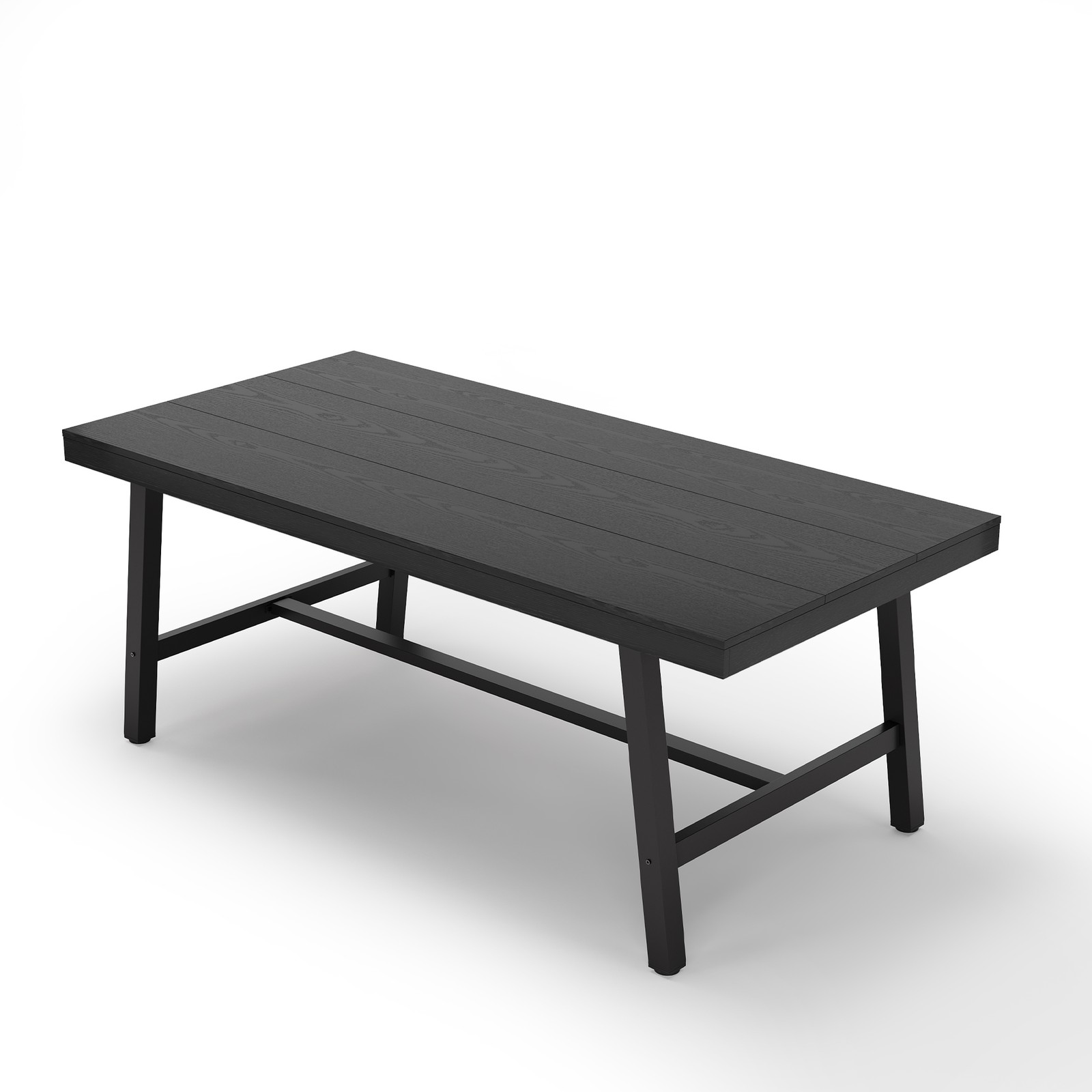 70.87" Industrial Dining Table For 6-8 Wood Top Black Metal Legs Heavy Duty