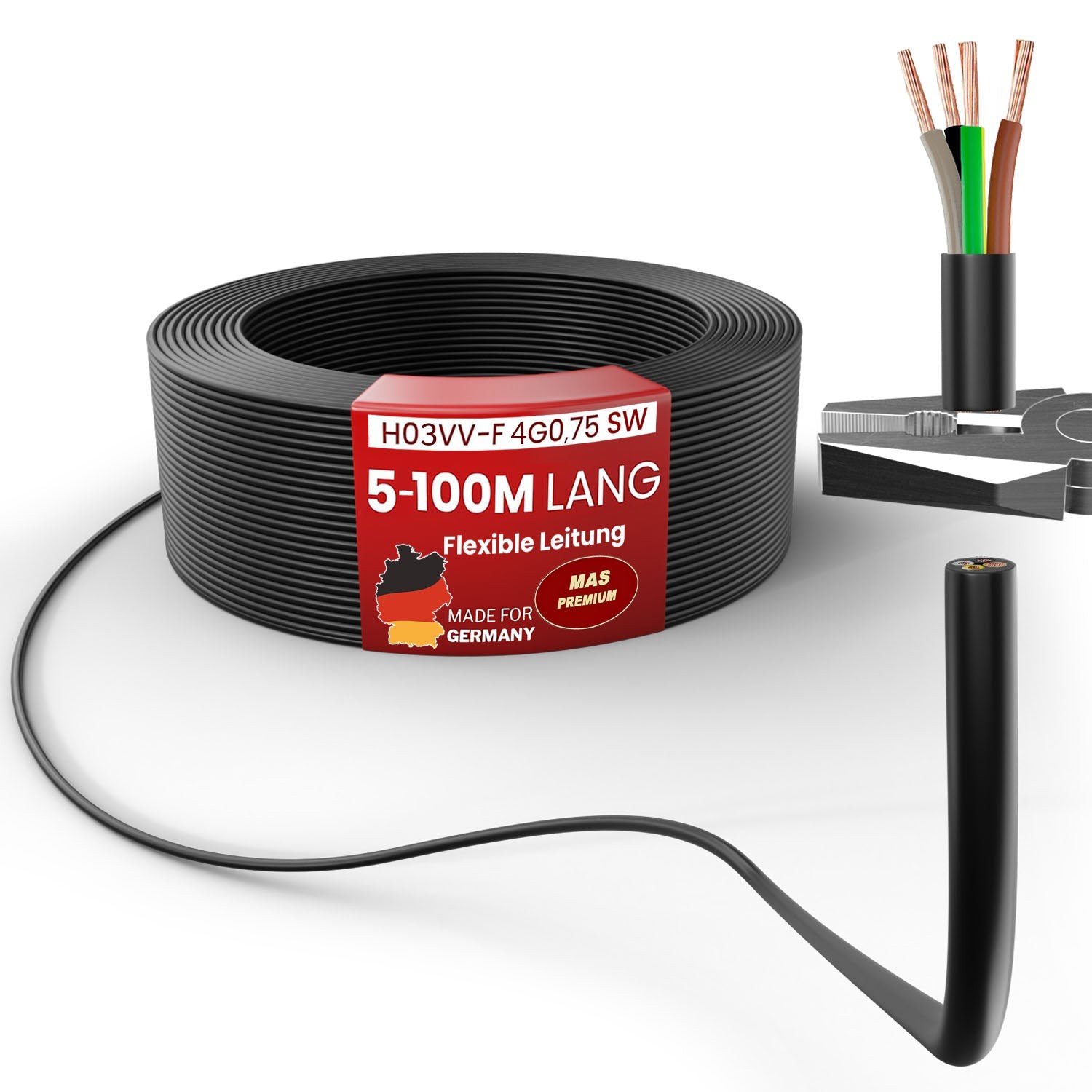 5 -100m plastic hose line H03VV-F 4G0.75 SW flexible line device cable
