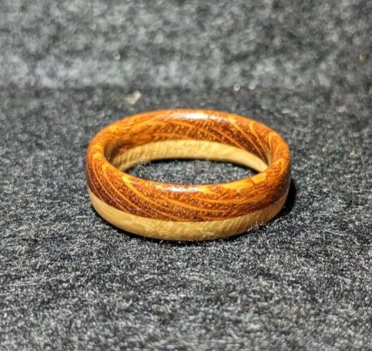 Handmade Leopardwood and White Oak Ring (Size 9 3/4)