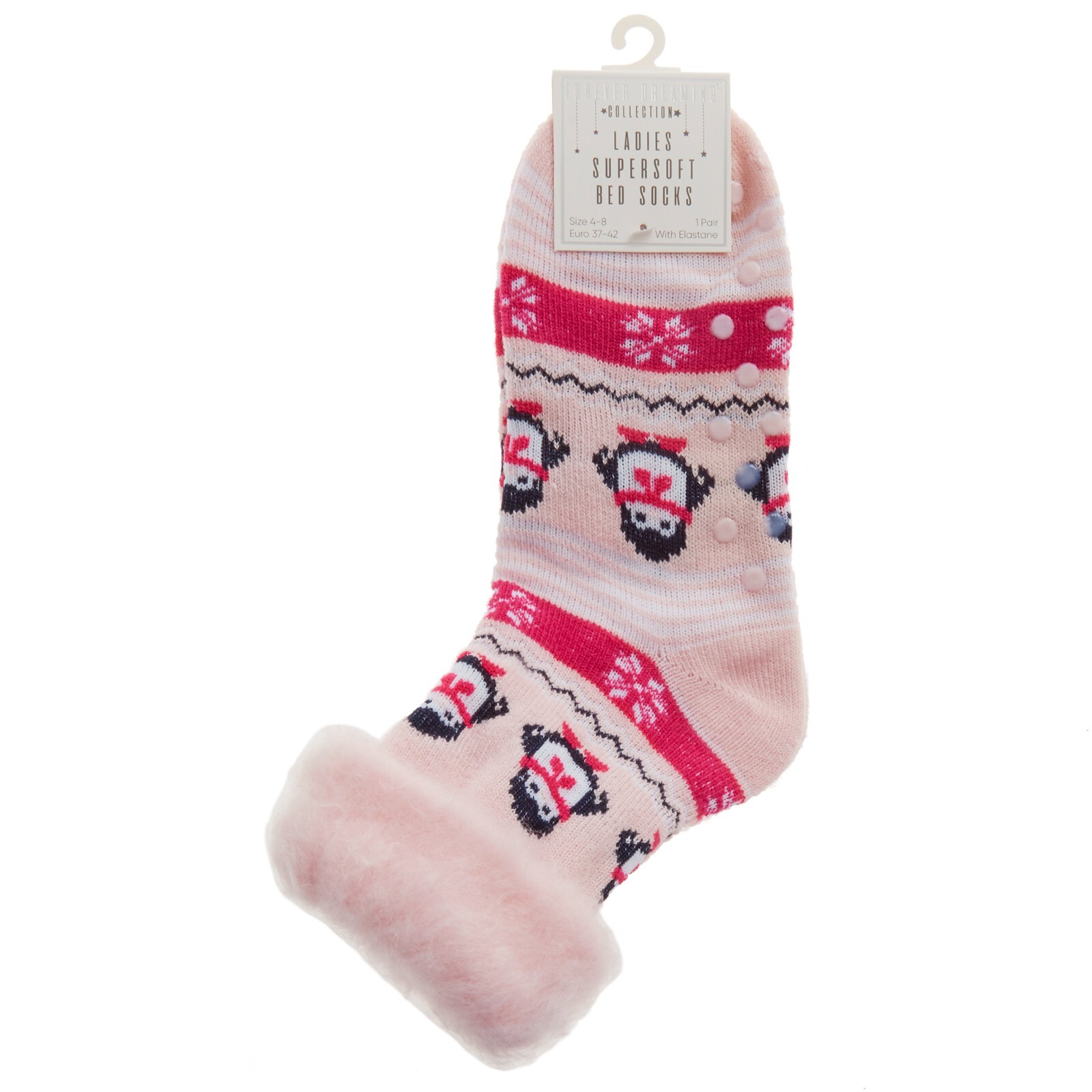Womens Patterned 3 Pack Bed Sock With Gripper Soles
