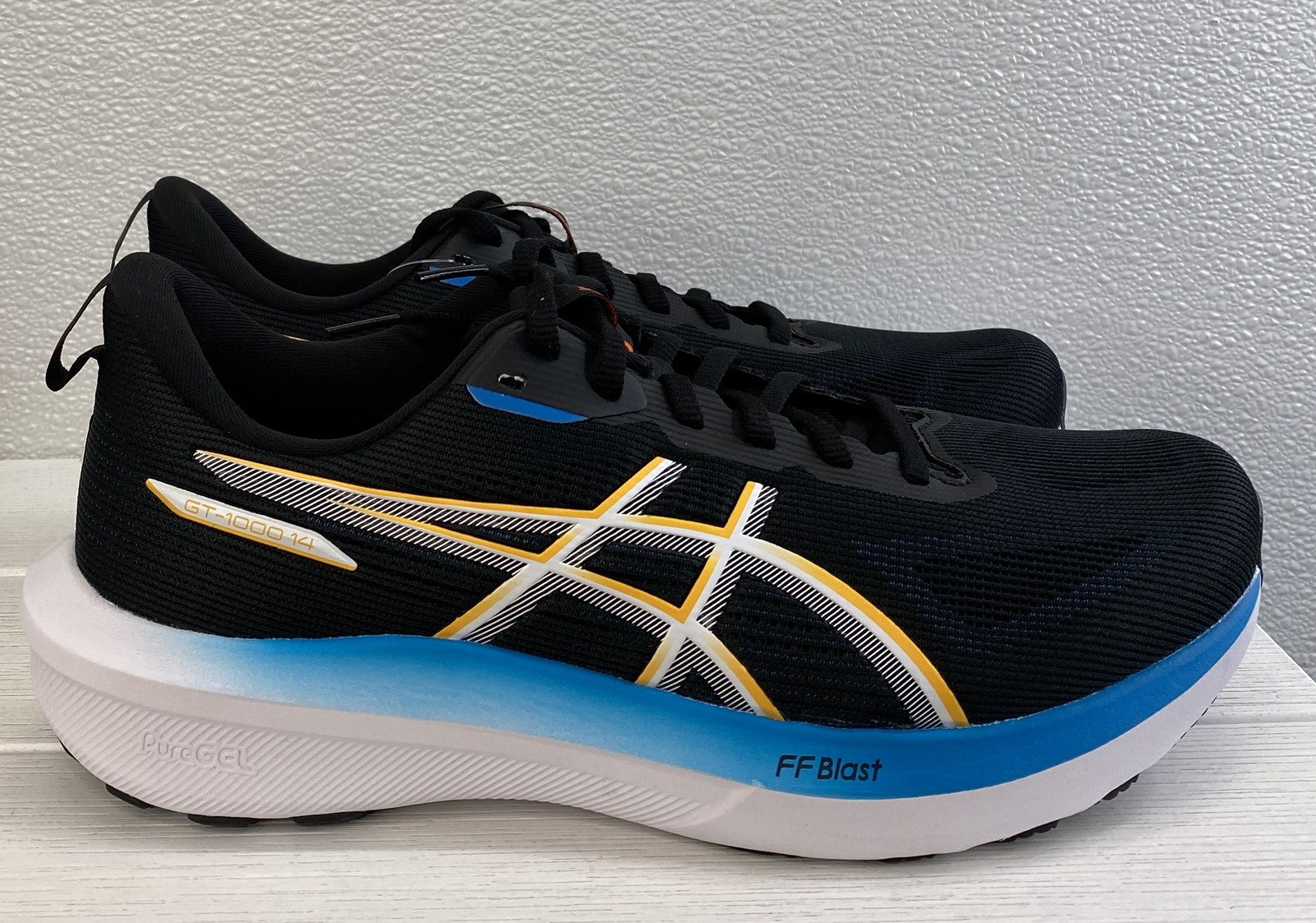 Asics GT-1000 14 Men's Size 10.5 Extra Wide Black/Yamabuki Mesh Running Sneakers