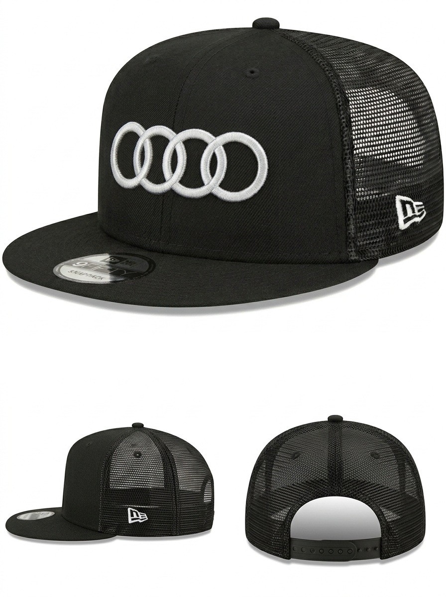 Audi Rings Logo Embroidered New Era 9Fifty Snapback Hat Mesh Trucker Cap