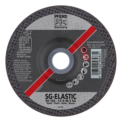 SGP-INOX Depressed Center SGP Cut-Off Wheel, 6 in dia, 0.045 in Thick, 7/8 in