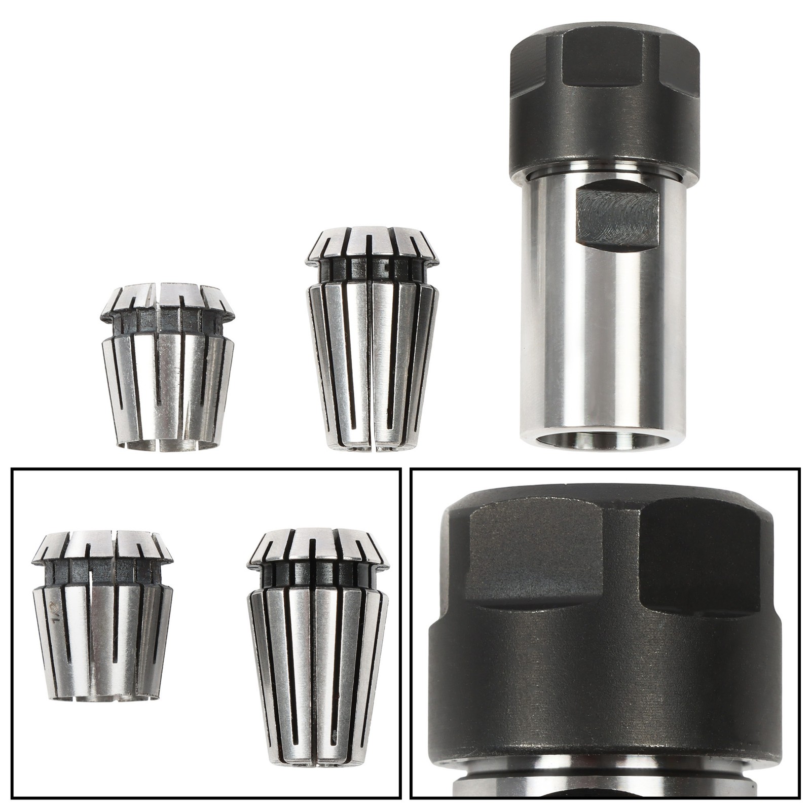 5/8-11 Thread Angle Grinder Extension Shaft Set w/ 1/4" & 1/2" Collets 3Pack