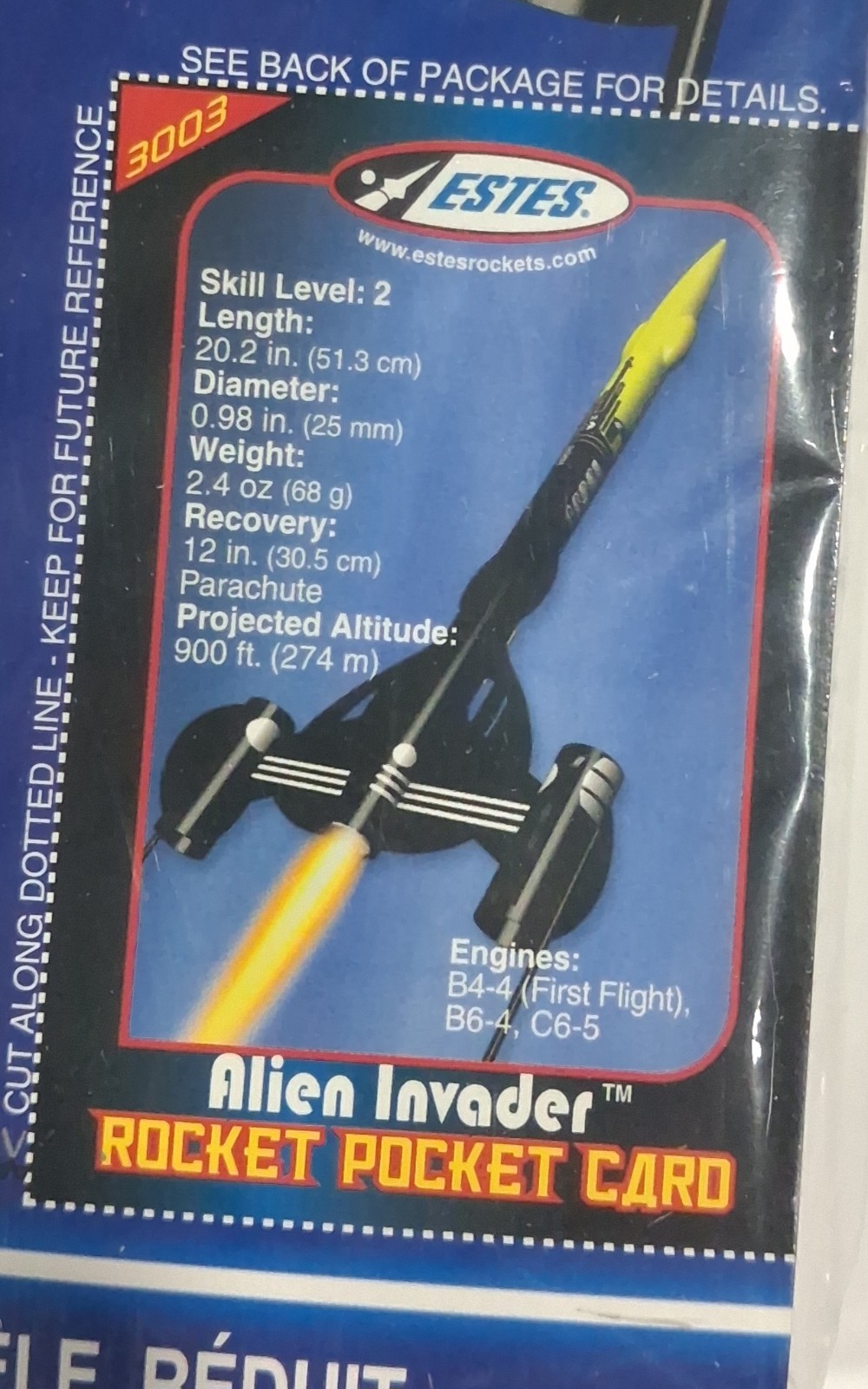 Estes Alien Invader 3003 Flying Model Rocket Kit New