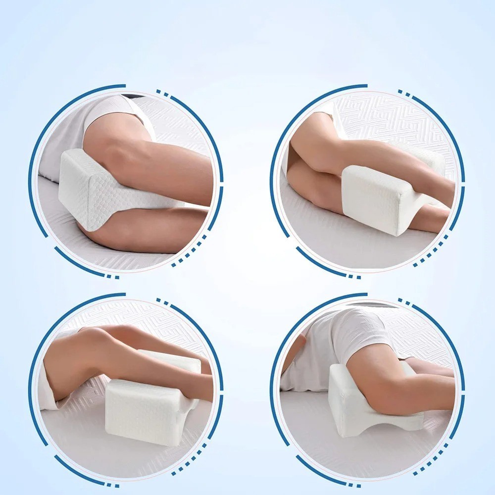 Knee Leg Pillow For Sleeping Cushion Support Between Legs Rest Memory Foam white