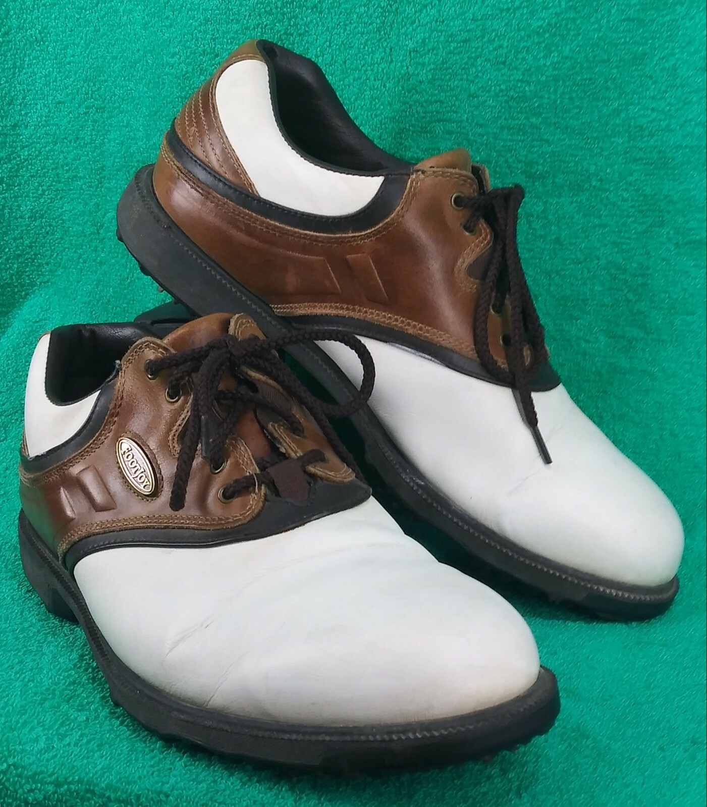 FootJoy Golf Shoes Model 57856 8.5M Brown White Saddle Soft Spikes
