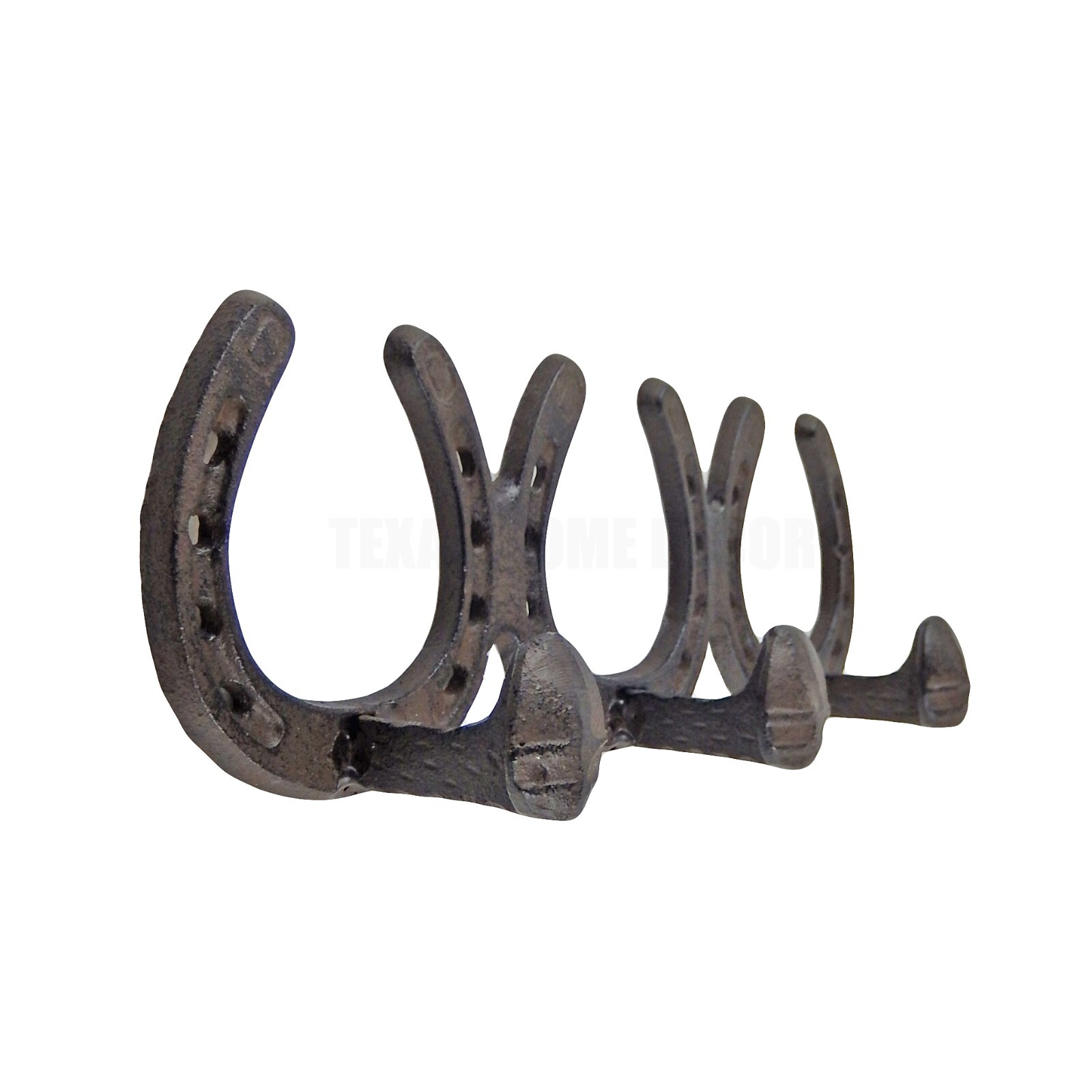 Cast Iron Triple Horseshoes Spikes Wall Hook Rack Coat Towel Cap Leash Hanger