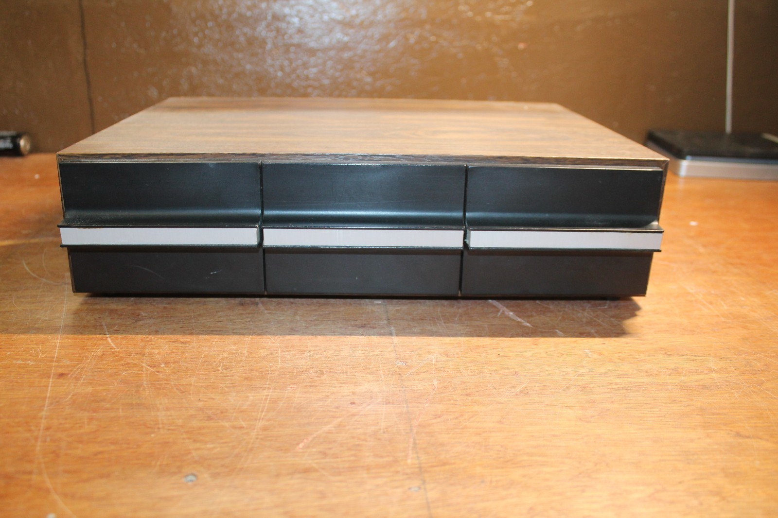 Vintage 3 Drawer 36 Cassette Tape Faux Wooden Wood Storage Box Holder Organizer