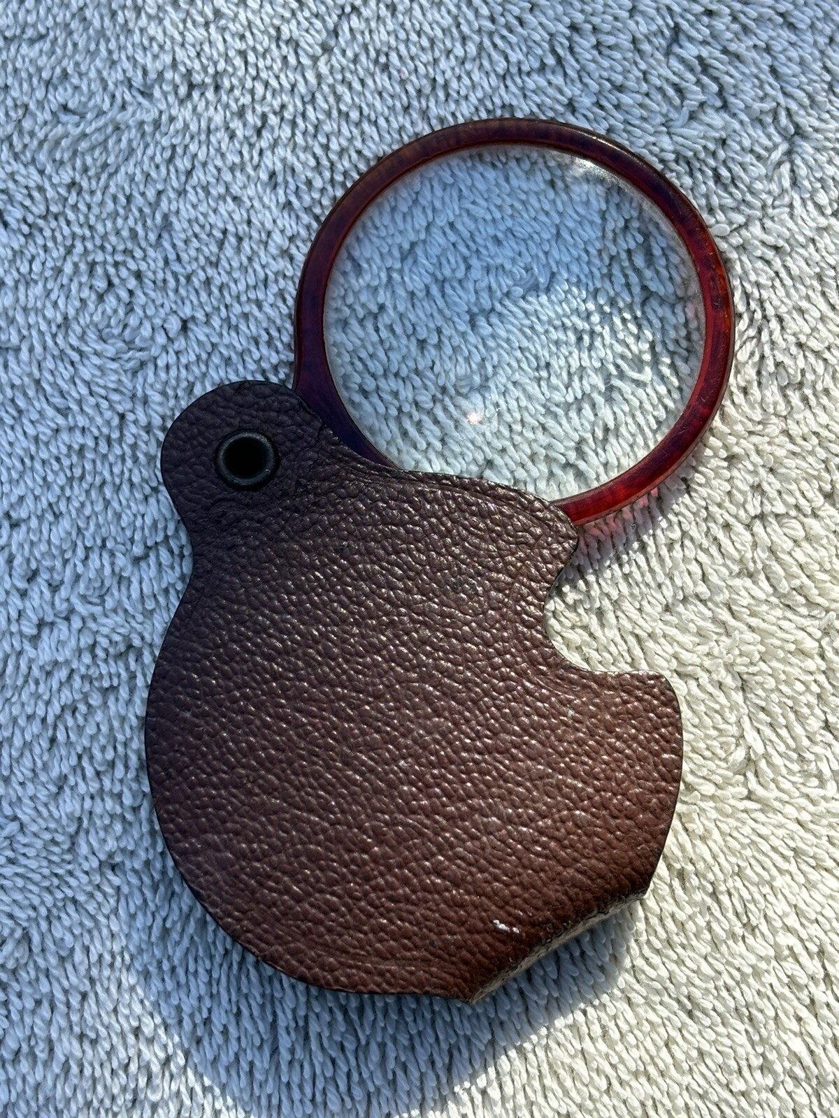 Vintage Shell Leather FOLDING MAGNIFYING GLASS Loupe