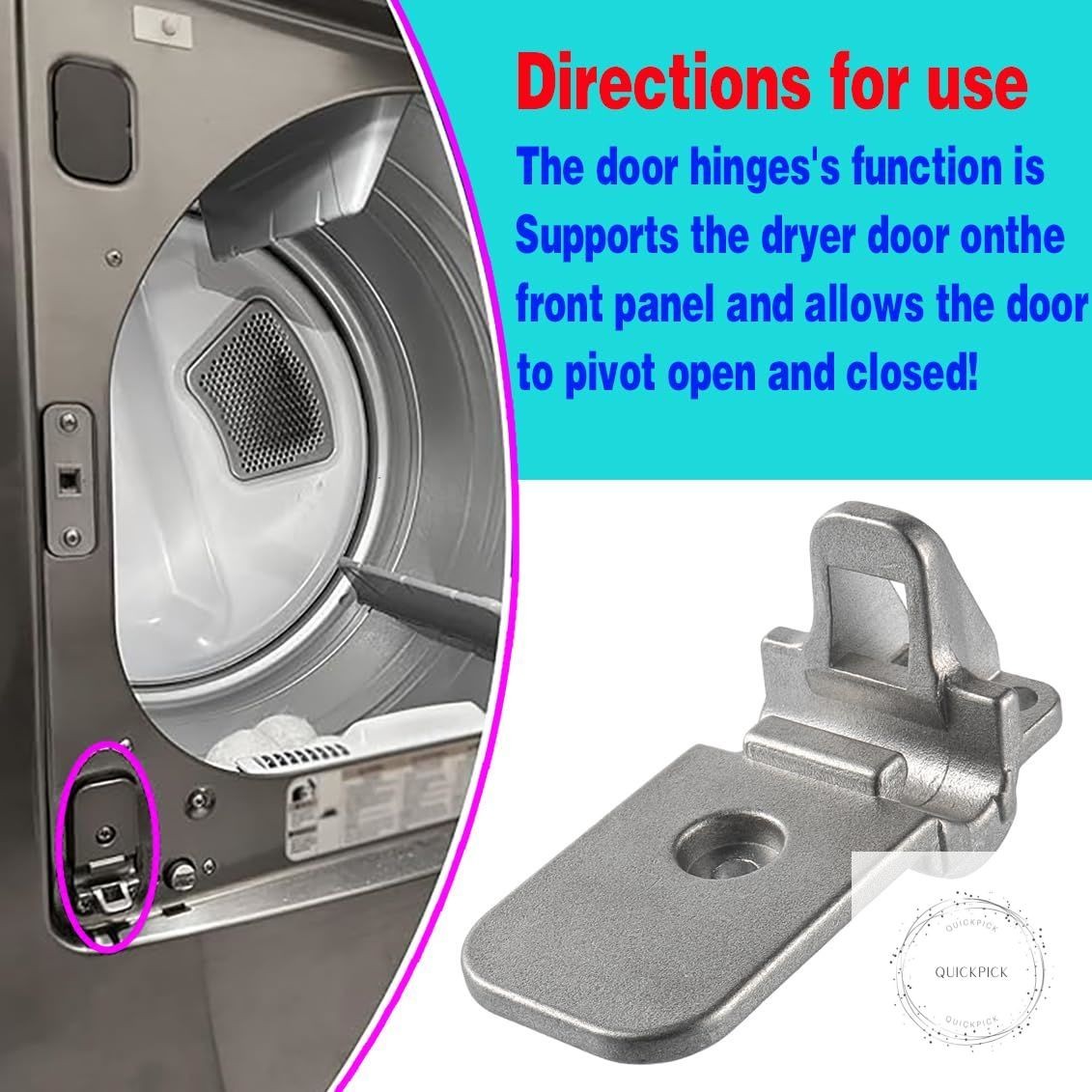 MEF62782201 Dryer Door Hinge Dryer Parts Compatible with LG Kenmore Elite Clothe
