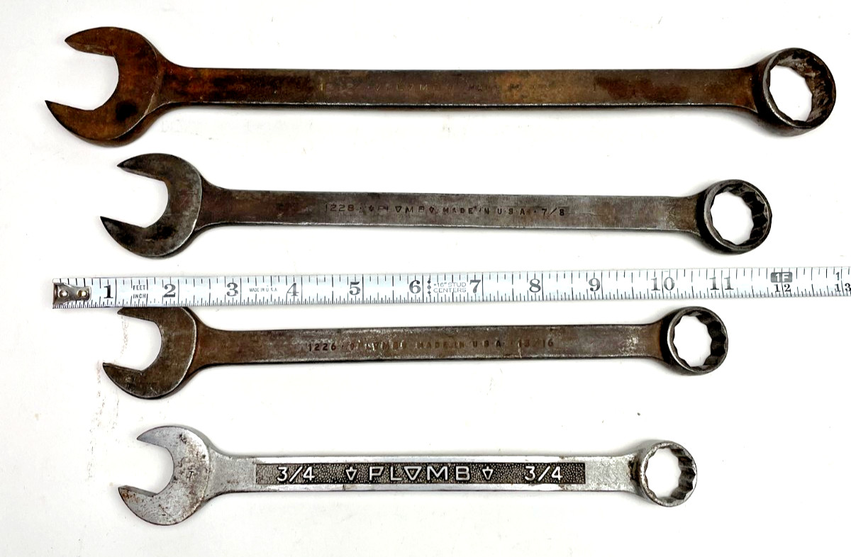 Vintage Plvmb Combination Wrench Lot of 4