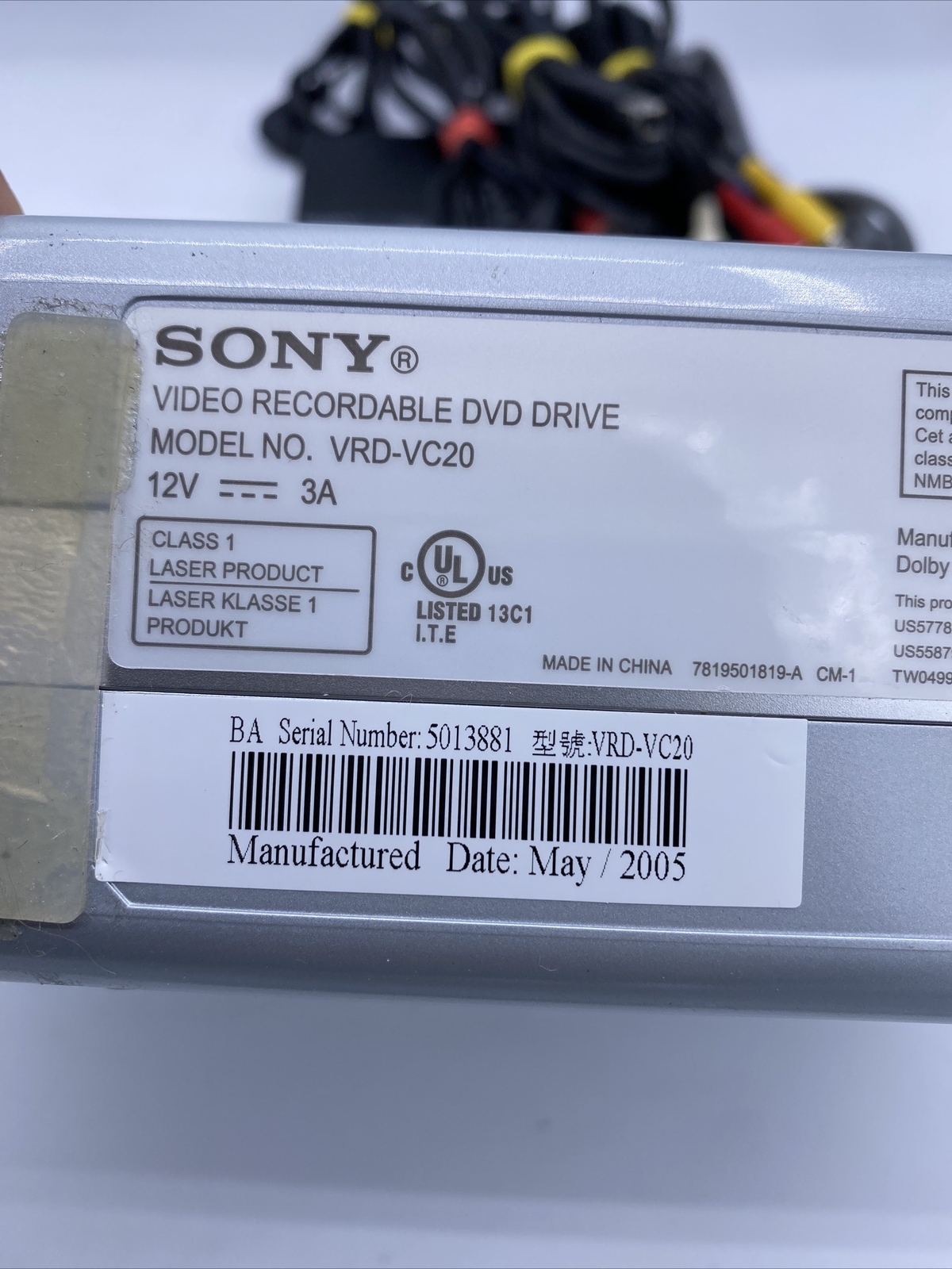 Sony VRD-VC20 Recorder Writer DVDirect with DV input Ext DVD-R DVD+R RW