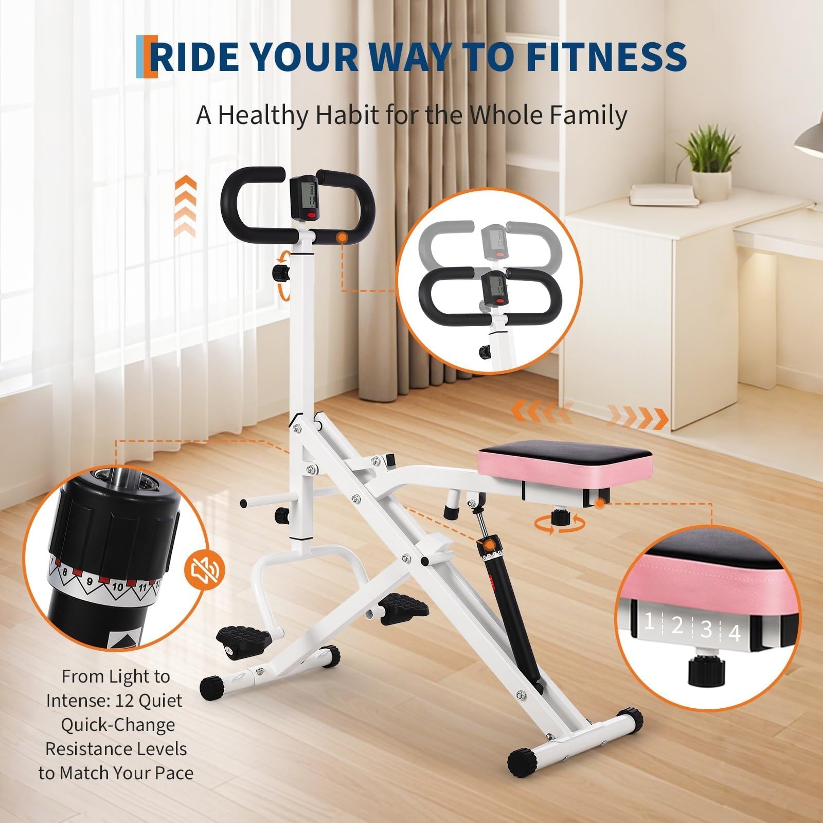 Foldable Squat Machine for Home,Glute Workout Equipment,Adjustable Resistance
