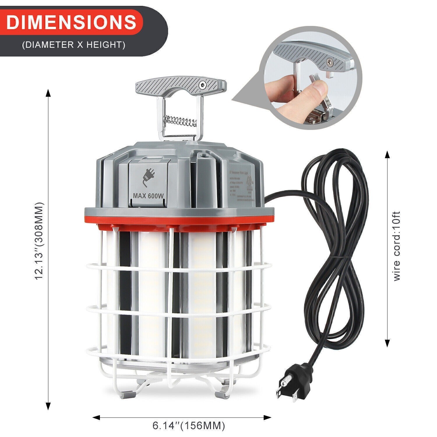 100W LED Construction Linkable Temporary Work Light Portable Jobsite Light 5000K