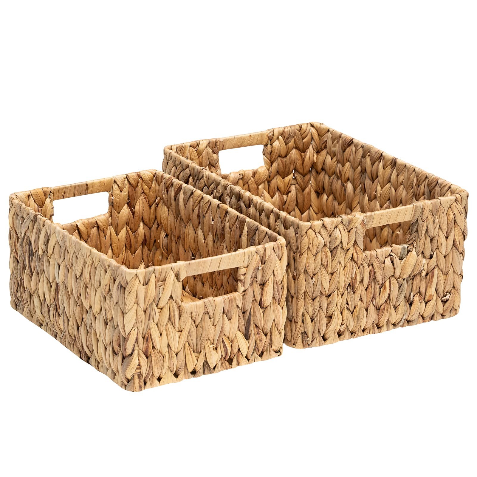 FairyHaus Wicker Baskets 15x11x7 & 13.4x9.5x6.5, 2 Pack Large, Natural