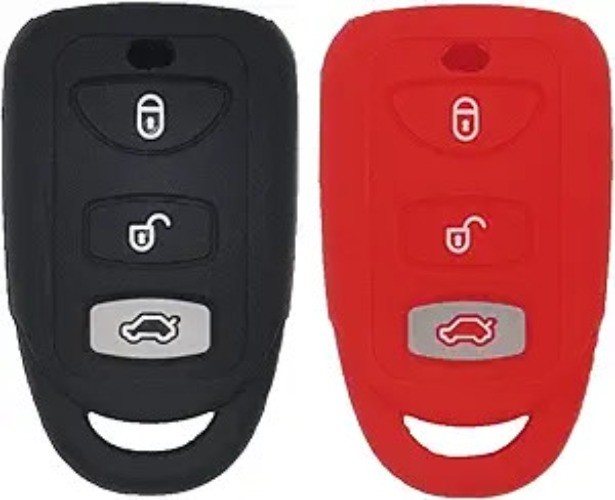 2Pcs Rubber Silicone Key Fob Cover Keyless Protector Bag Hold Color: Black Red