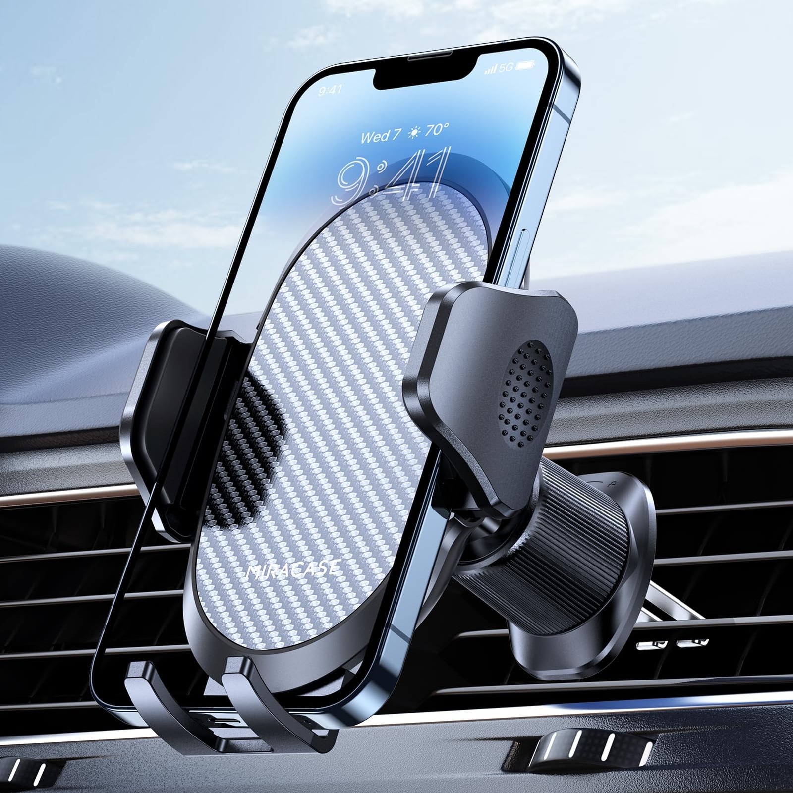 Miracase Phone Holders for Your Car with Metal Hook Clip, 1 Pack, Dark Black