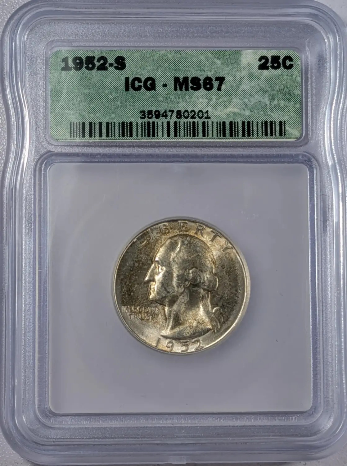 1952 S Quarter Dollars Silver Coinage ICG MS-67
