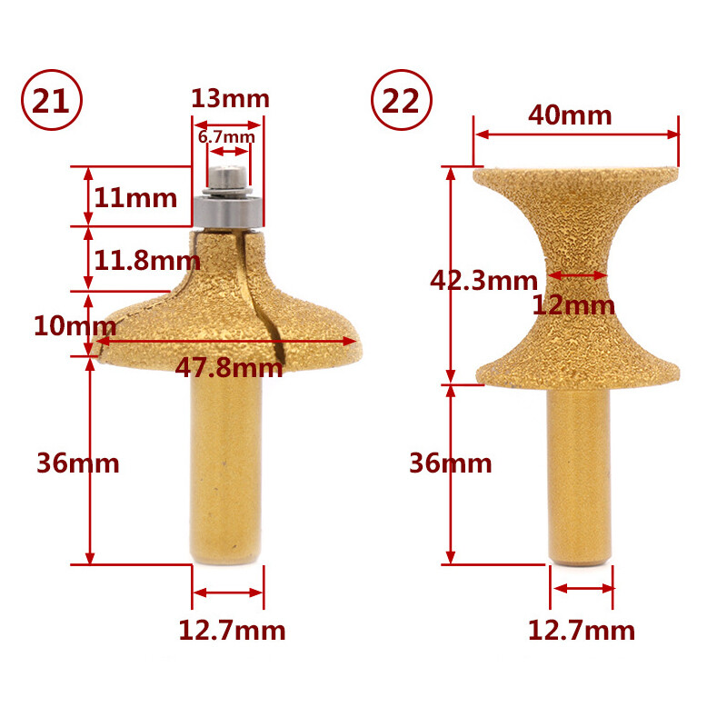 Brazed Diamond Stone Marble Grinding Edge Router Bit 23 Models - Choose Type