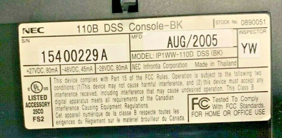 NEC Aspire 110B DSS Black Console