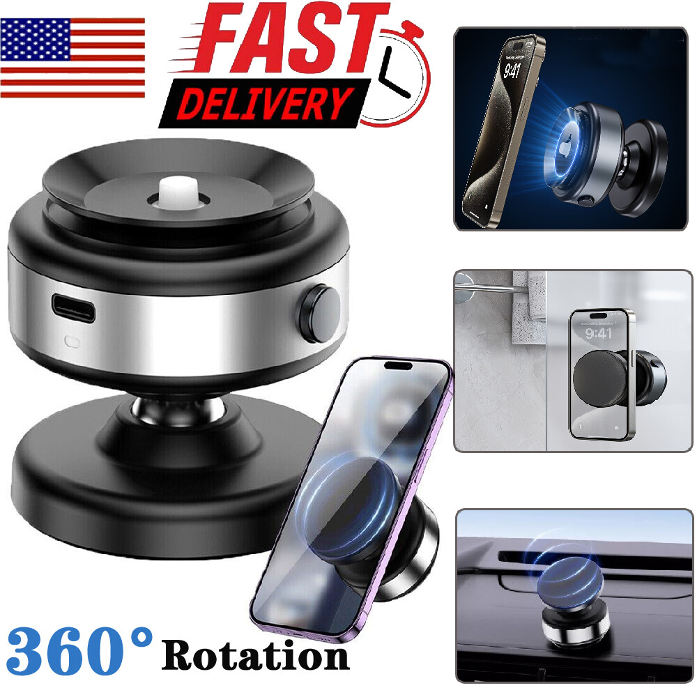 360° Rotation Electric Vacuum Magnetic Suction Cup Car Phone Holder Stand Mount