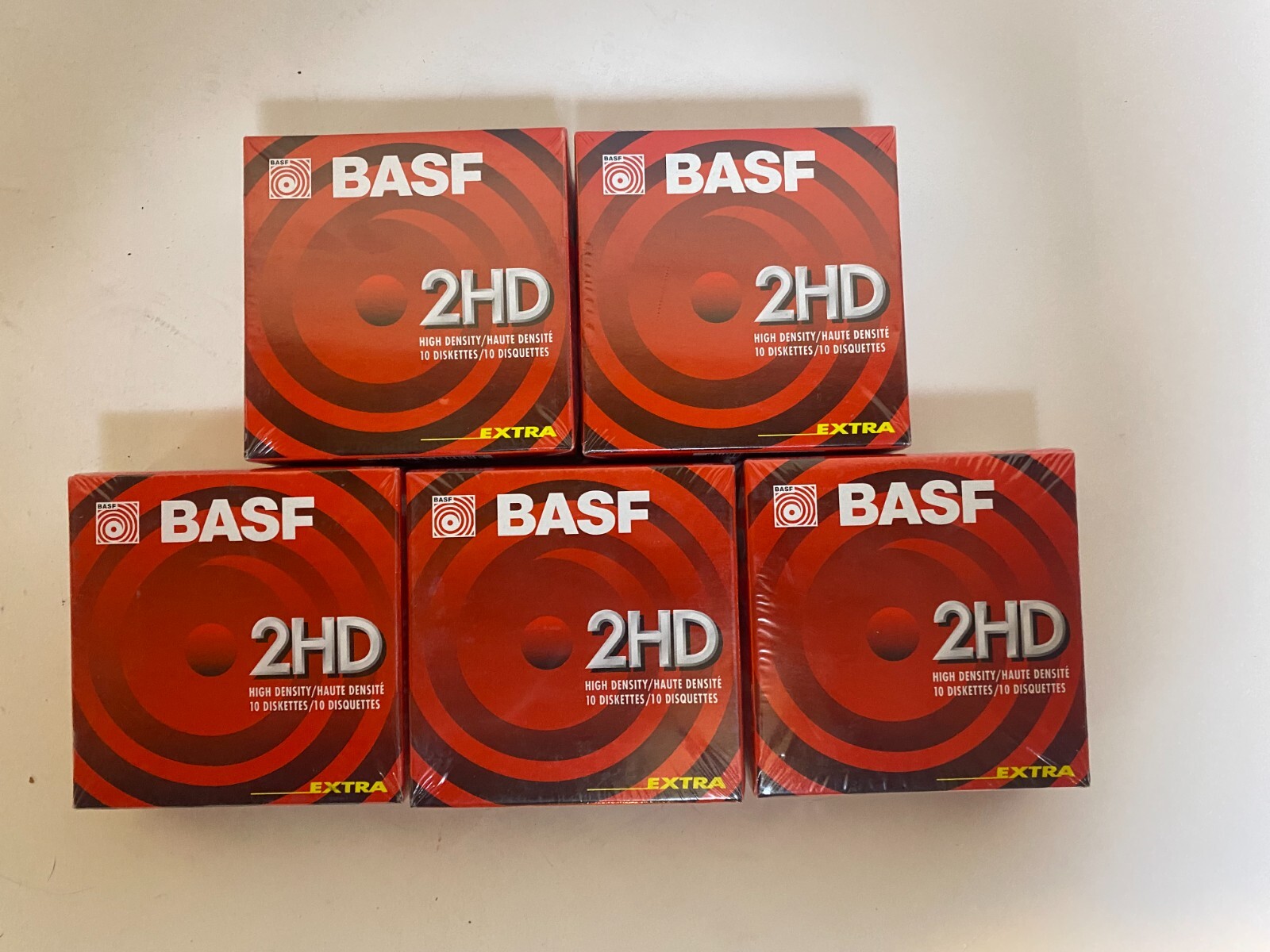 LOT of 50 Brand New 3.5" 2HD Diskettes by BASF ~ 5 Boxes of 10 Disquettes