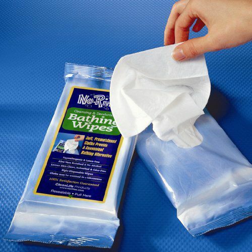 No-rinse Bathing Wipes, Alcohol-Free, 8 x 8 Inch, 1 Pack of 8 Wipes
