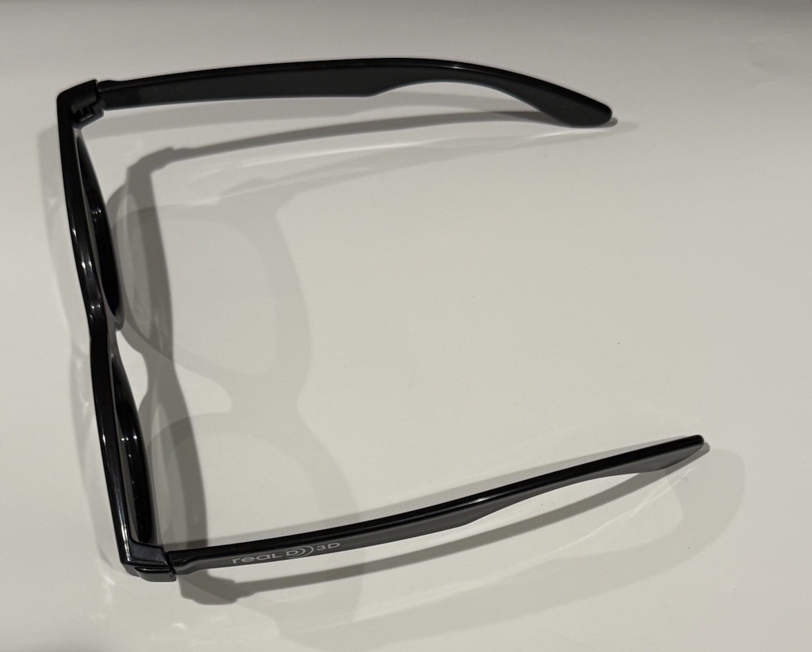 Real D 3D Glasses Video Movies Black Thick Frame 6" Long Retro Style - Set Of 2