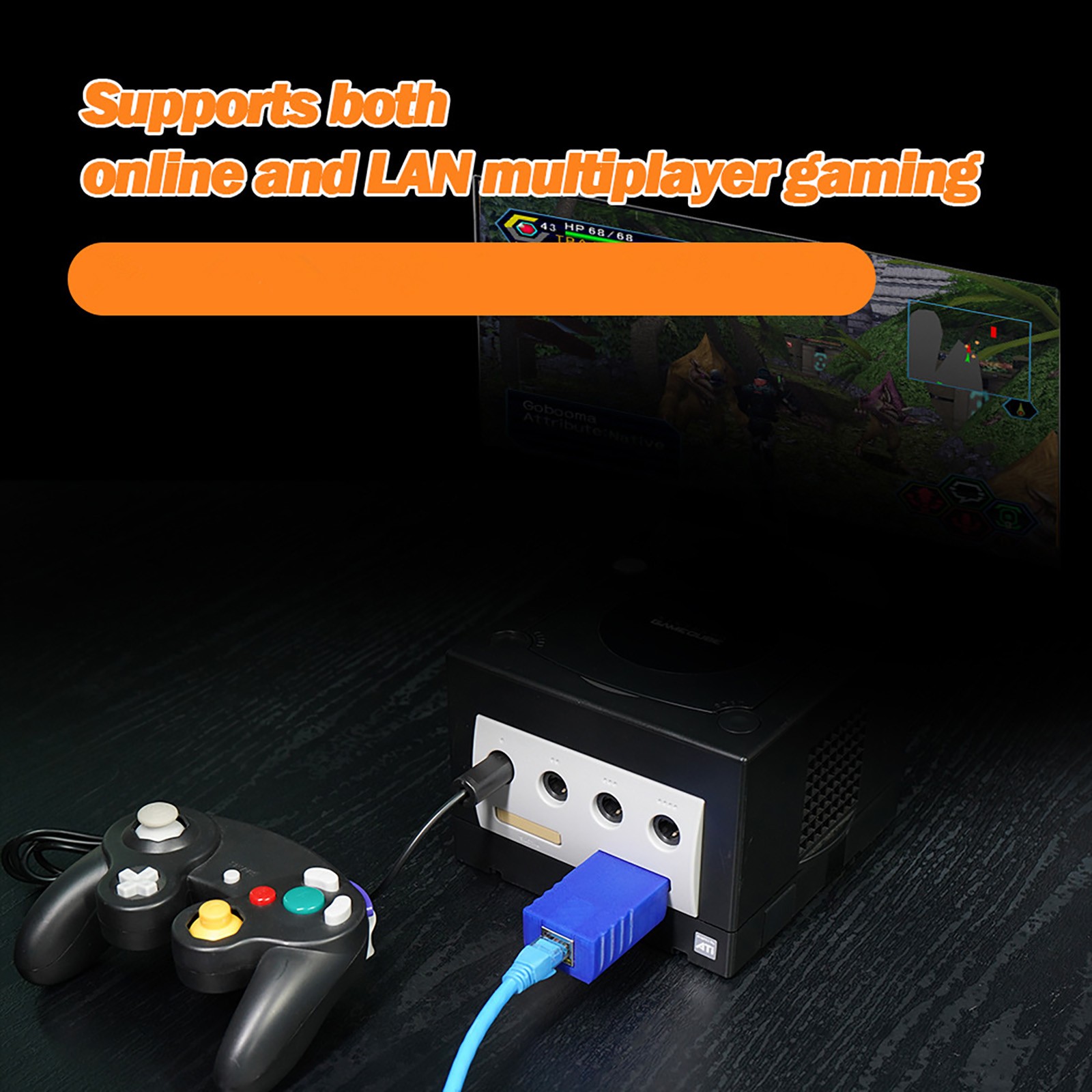 1PC Black ETH2GC Broadband Adaptor Simulator Online and LAN Multiplayer Game