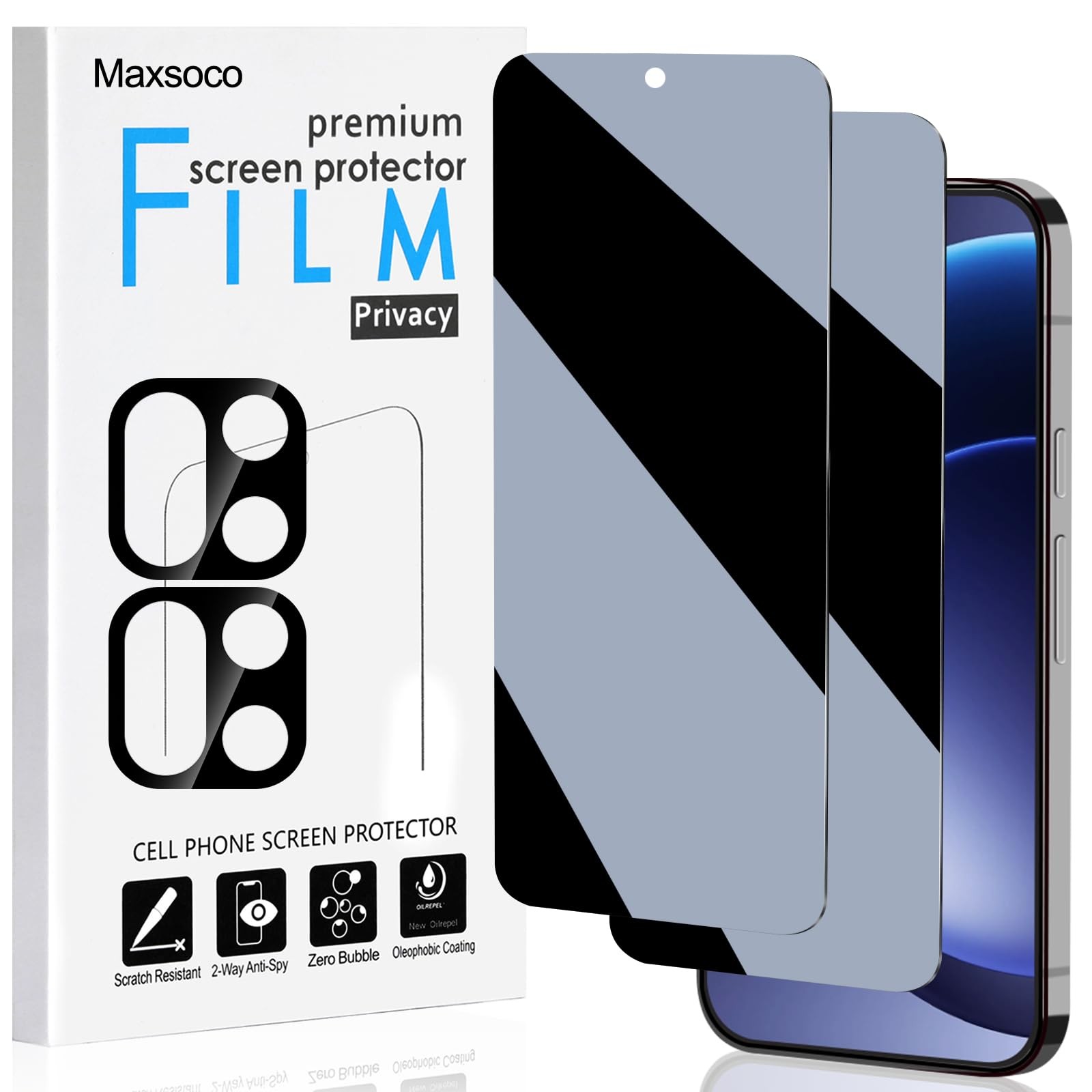 Maxsoco for OnePlus 15 Privacy Screen Protector with Camera Lens 15