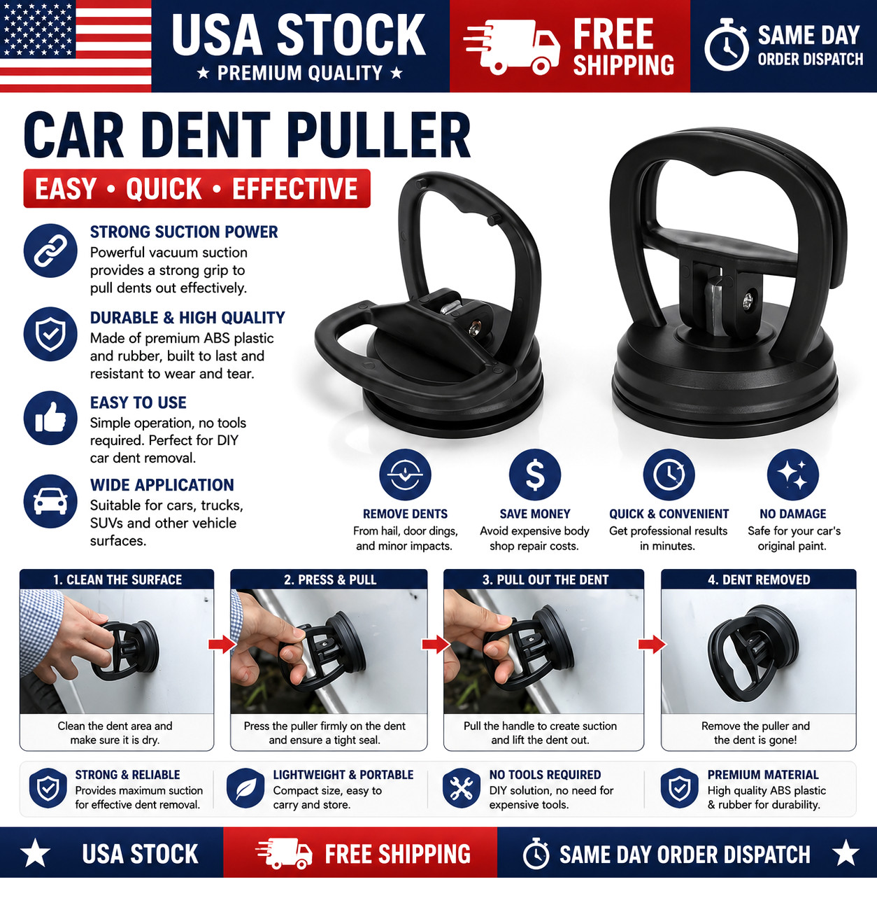 Auto Car Body DENT PULLER Suction Repair Pull Panel Ding Remover Sucker Cup Tool