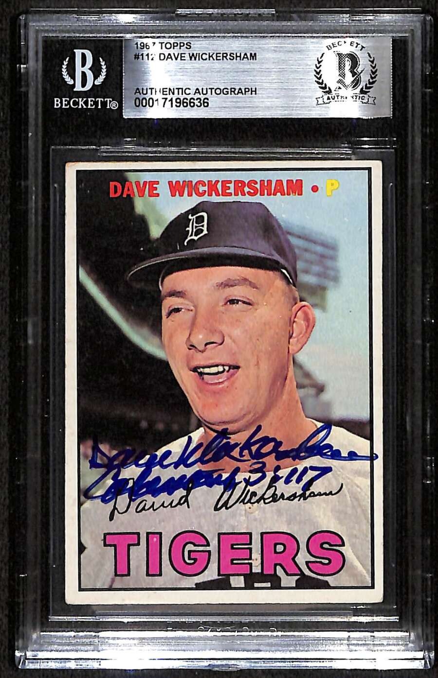 1967 Topps 112 Dave Wickersham  BGS Auto Autographed BVG Authentic C92475