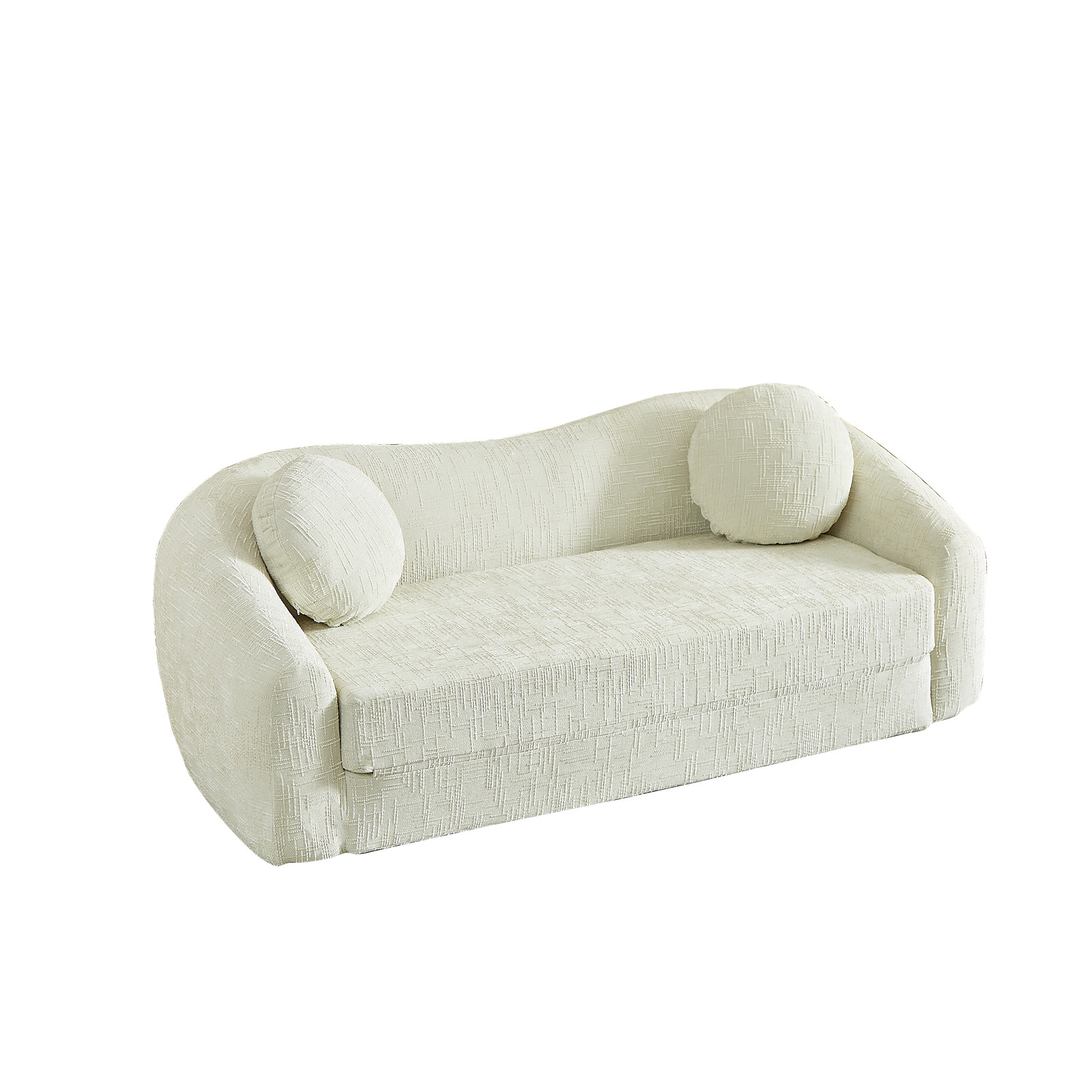 Curved Convertible Sofa Bed 2-in-1 Recliner, Chenille Foldable No Assembly Beige