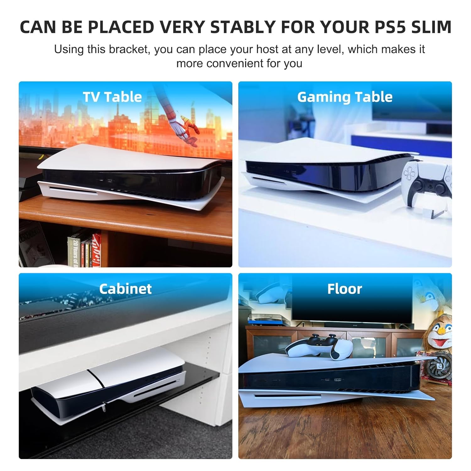 2/4x Horizontal Stand for PS5 Slim Console Replacement Feet Bracket Holder Base