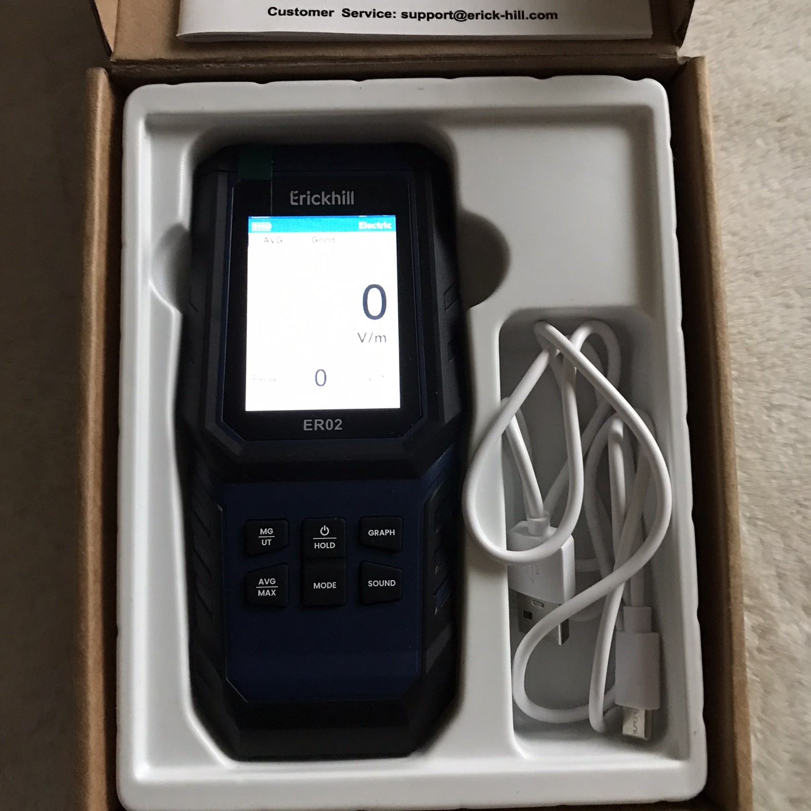 ERICKHILL ER02 EMF Meter Electromagnetic Field Radiation EF RF MF Detector Tool