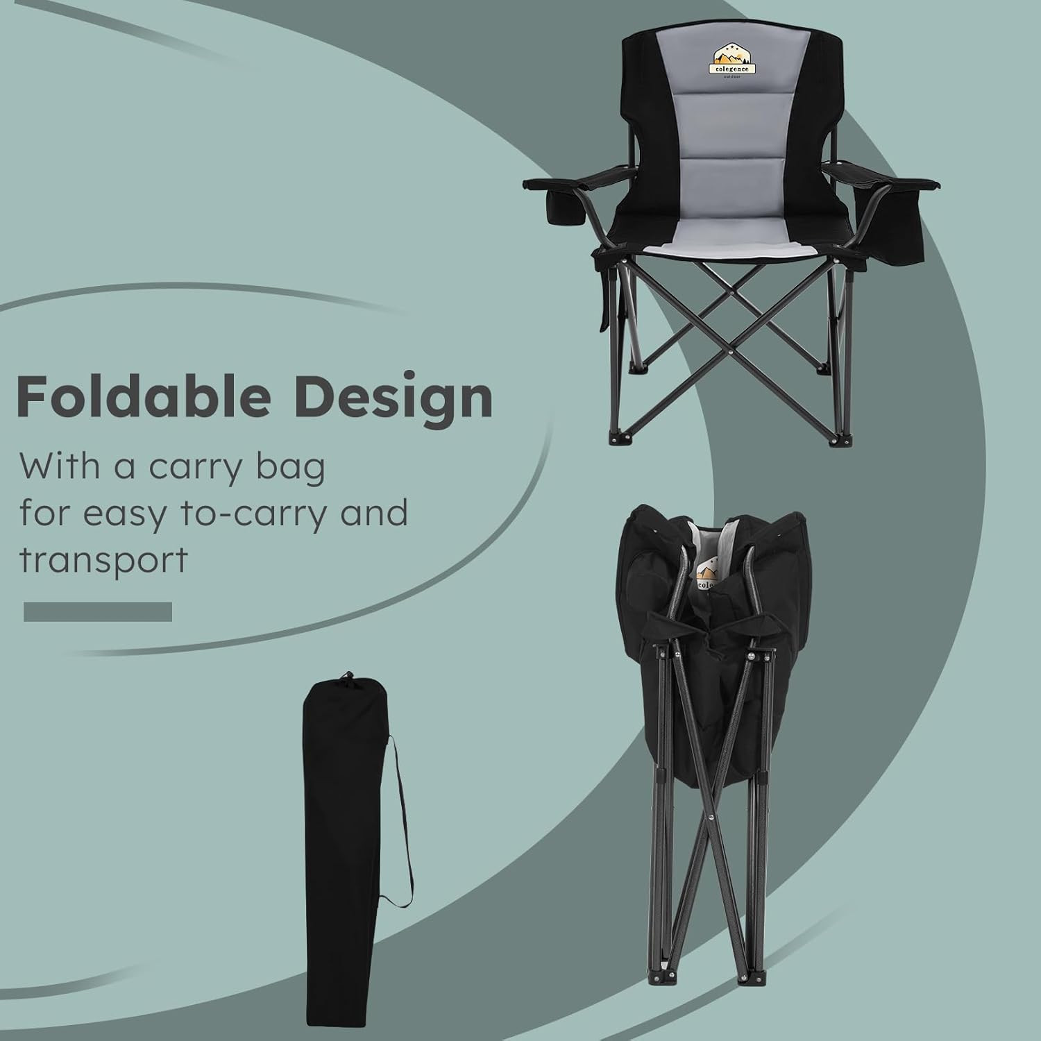 Oversized Camping Chairs 2 Pack - 450Lbs Support Heavy Duty Folding Camp Chair W