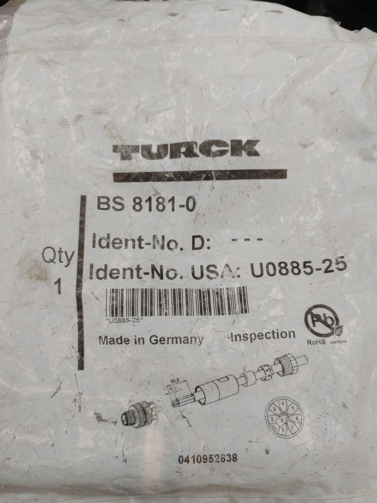 TURCK BS 8181-0 FIELD WIREABLE CONNECTOR