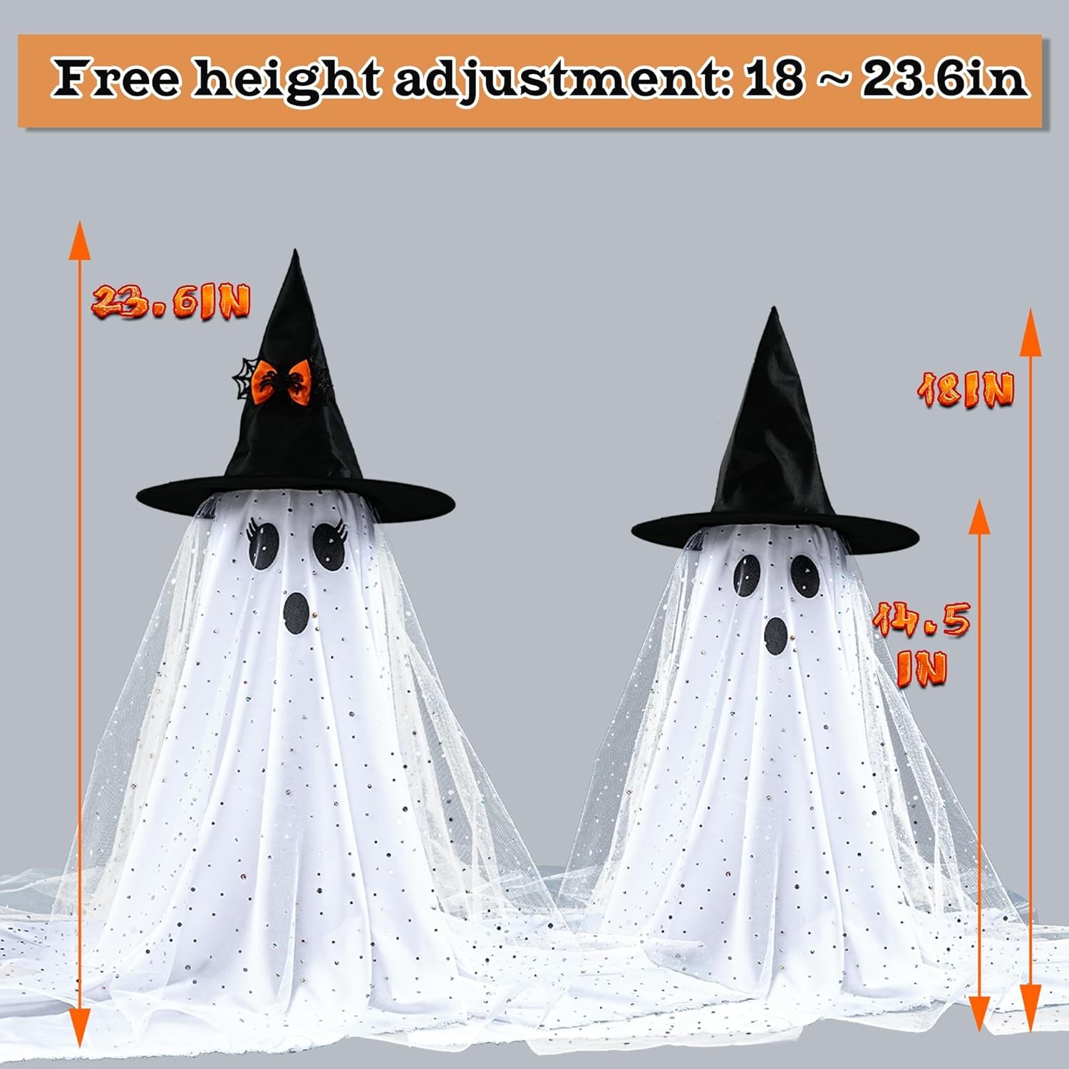 AYGXU 2pcs Halloween Decorations Indoor,Ghost Decor with String Lights White