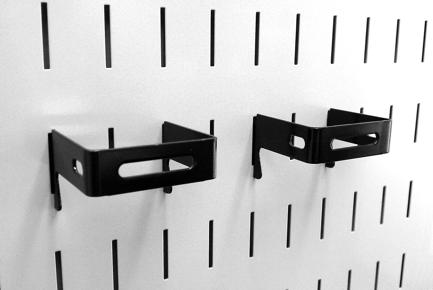 2x2 Inch C-Bracket Slotted Metal Pegboard Hook Tool Board Black Accessory