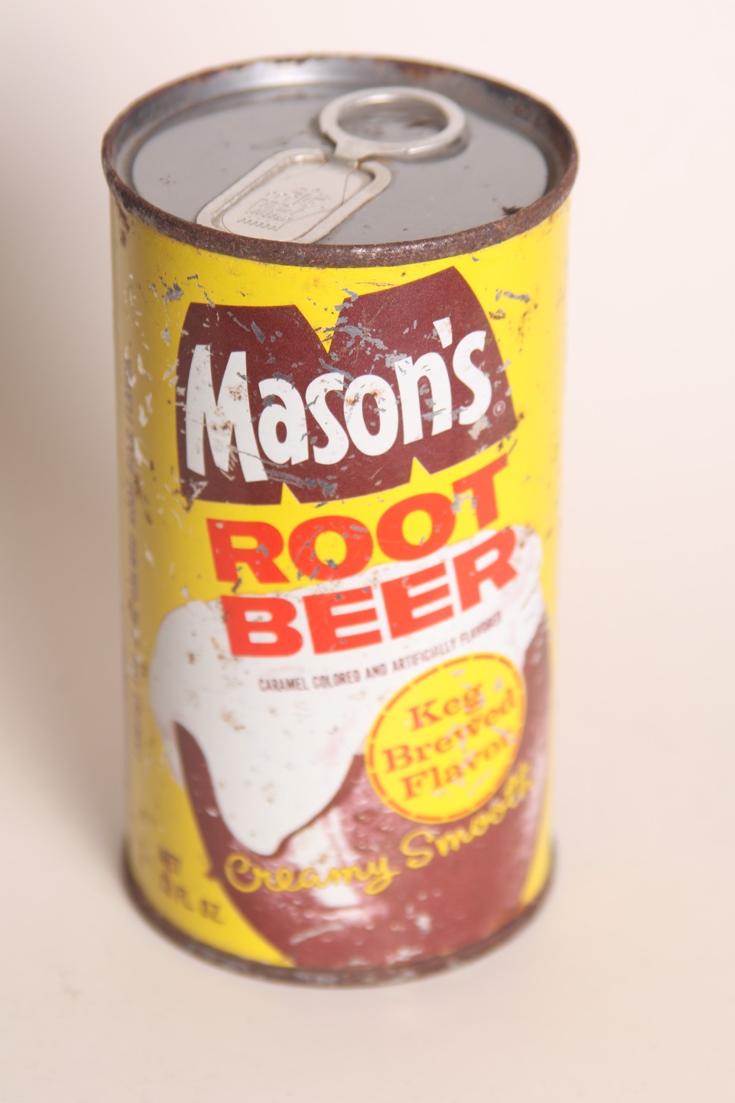 Mason's Root Beer soda can - 12oz Juice Tab