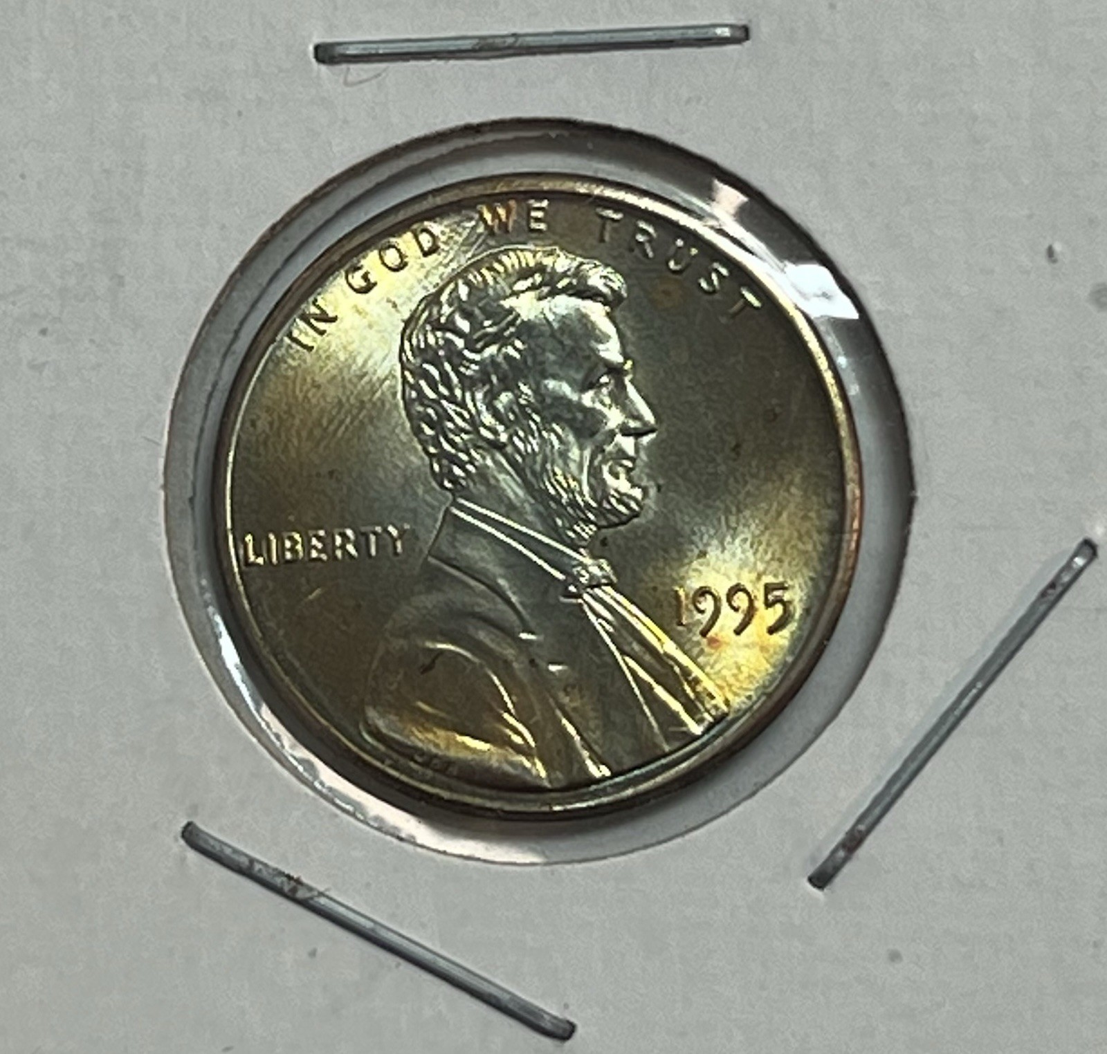 1995 Lincoln Cent Major Mint Error - Partial Plating Exposed Zinc Core BU