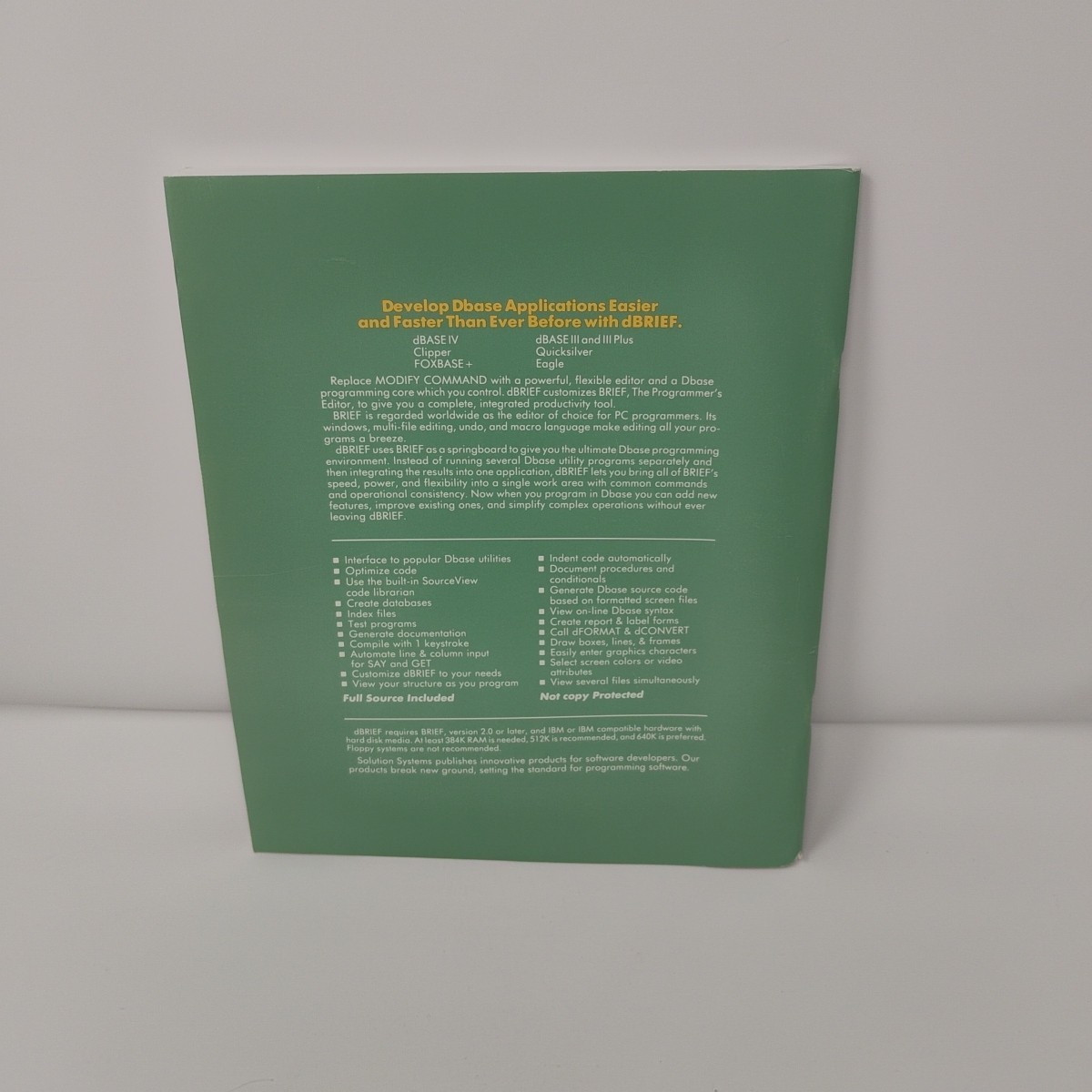 dBrief Version 2.12 Solution Systems IBM PC 5.25" Floppy Disk dBase Assistant
