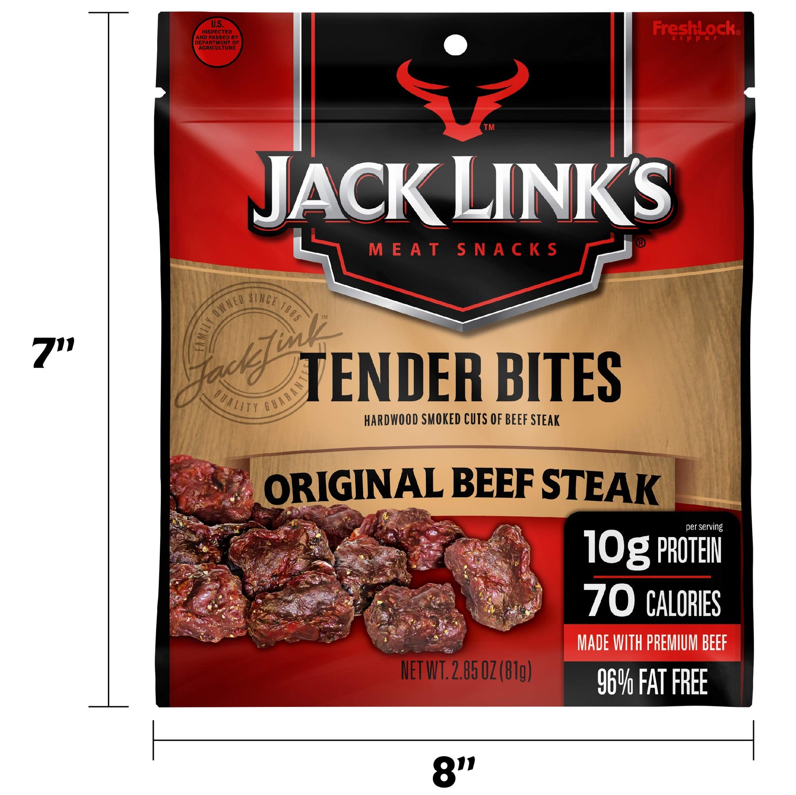 Jack Link’s Beef Tender Bites, Original Beef Steak, 2.85 oz Bag, Pack of 2 – ...