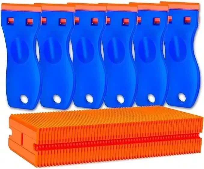 Plastic 6 Razor Blades + 100 Razor Scraper Double Edged Sticker Removal Tools